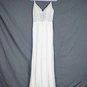 Christina Wu White Wedding Dress w/ Intricate Lace Train